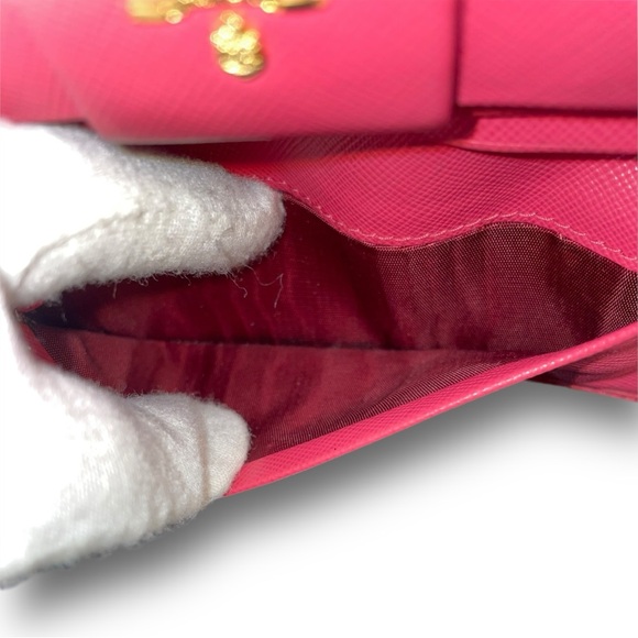 PRADA⭐️ PINK BOW, SAFFIANO LEATHER KEY RING WALLET WITH BOX & COA - Picture 9 of 15